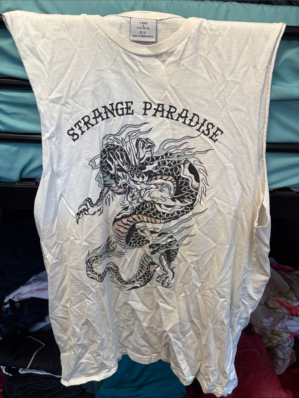 White "Strange Paradise" Dragon Graphic Tank Top - Kids
